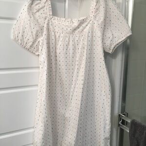 LOFT White Dress with Colorful Dots